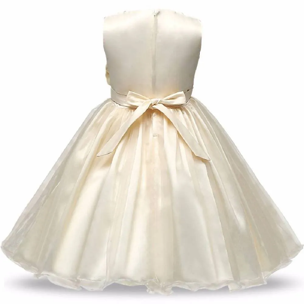 Asmaani Baby Girl's Gold Part Wear Full Length Dress (AS-DRESS-22046)