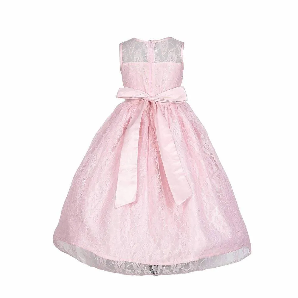 Asmaani Baby Girl's Pink Colour Satin A-Line Maxi Full Length Dress (AS-DRESS-22165)