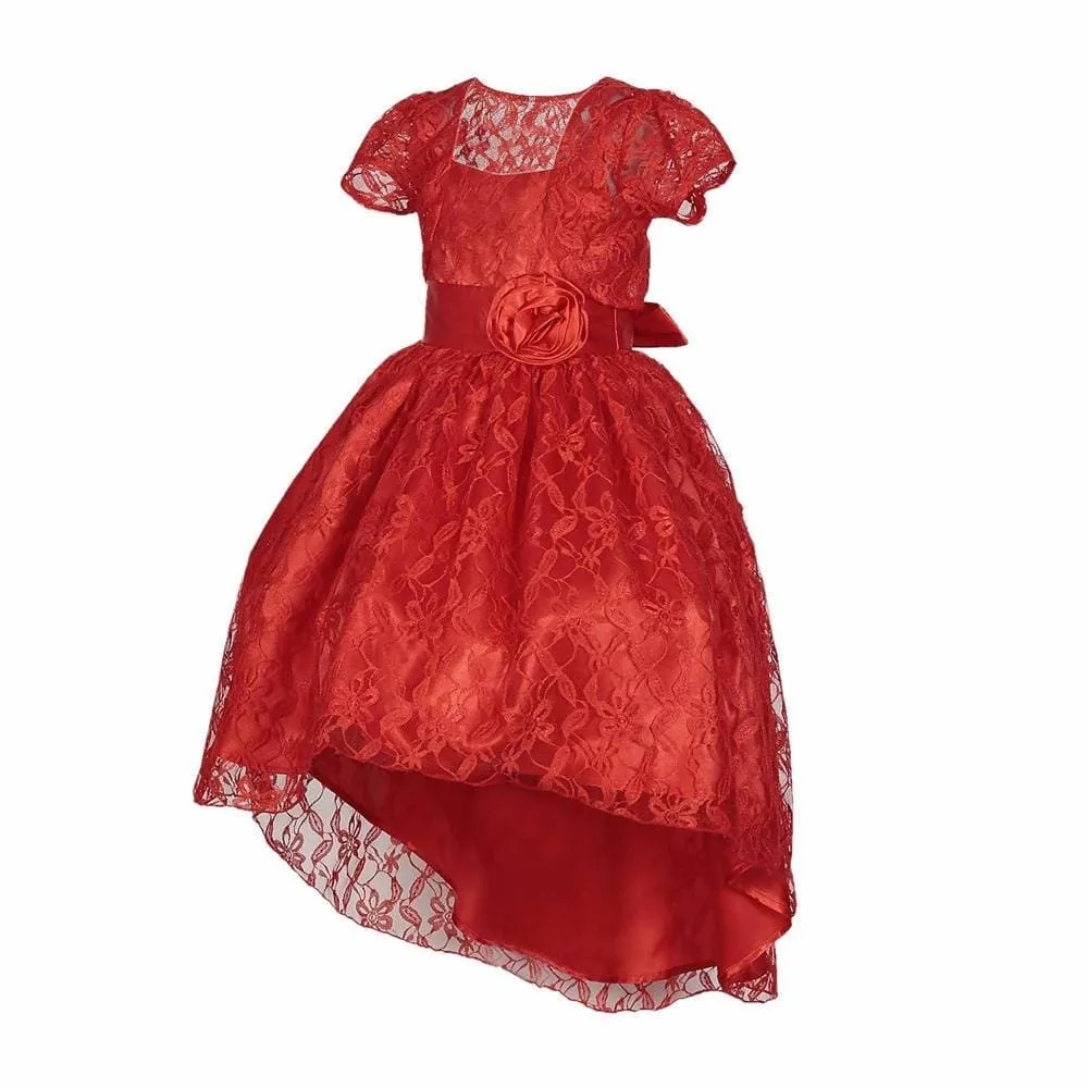 Asmaani Baby Girl's Red Colour Satin A-Line Maxi Full Length Dress (AS-DRESS-22157)
