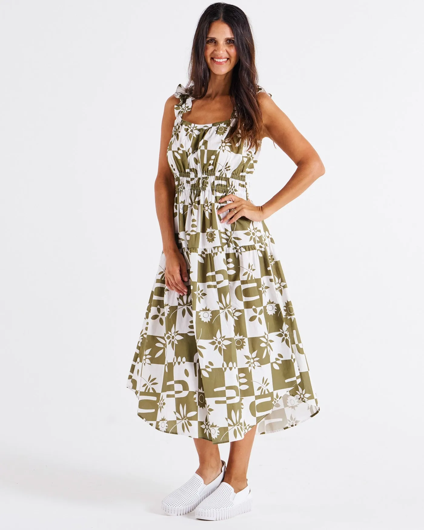Betty Basics Tiered Maxi Frill Dress Geo Floral
