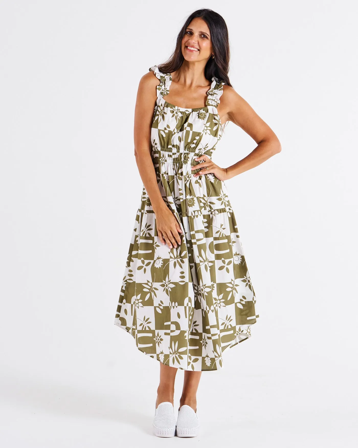Betty Basics Tiered Maxi Frill Dress Geo Floral