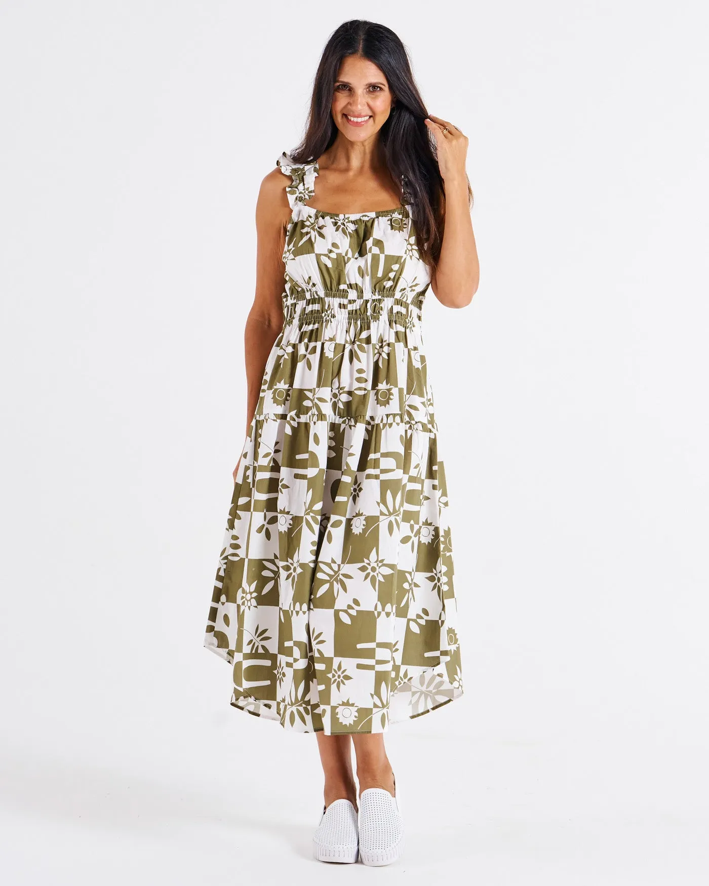 Betty Basics Tiered Maxi Frill Dress Geo Floral