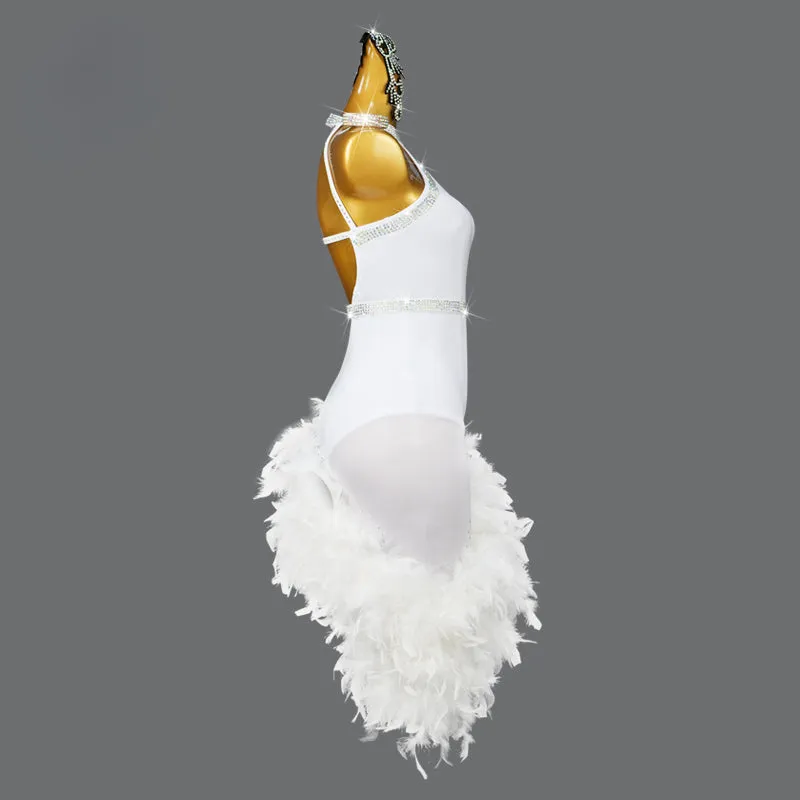 Customized White Feather Latin Dance Dress