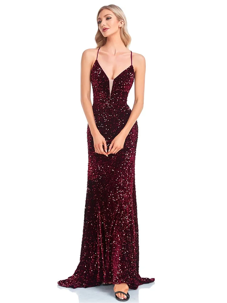 Fallen For You Deep V Neck Women's Party Dress