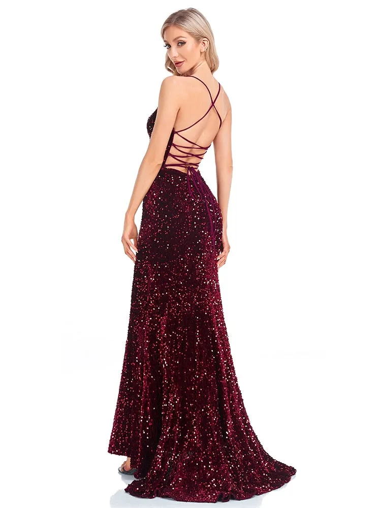 Fallen For You Deep V Neck Women's Party Dress