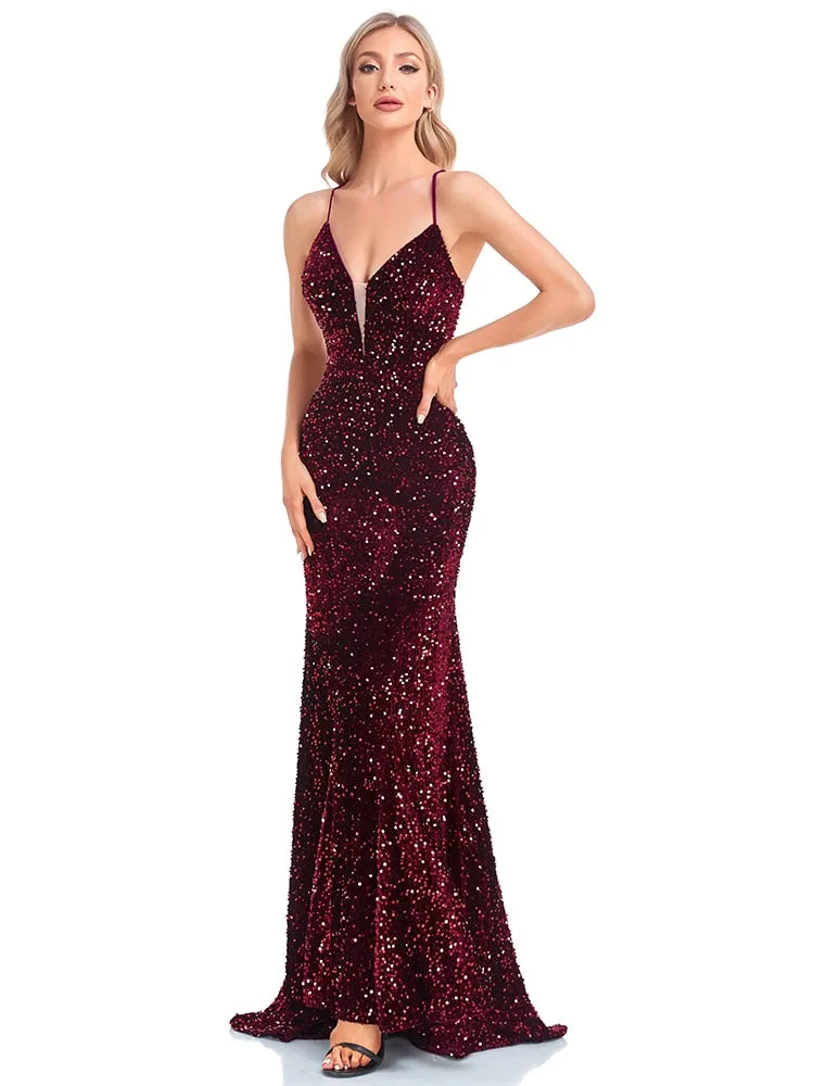 Fallen For You Deep V Neck Women's Party Dress