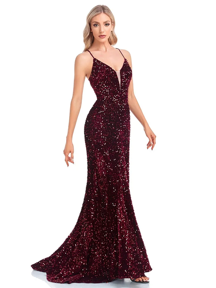 Fallen For You Deep V Neck Women's Party Dress