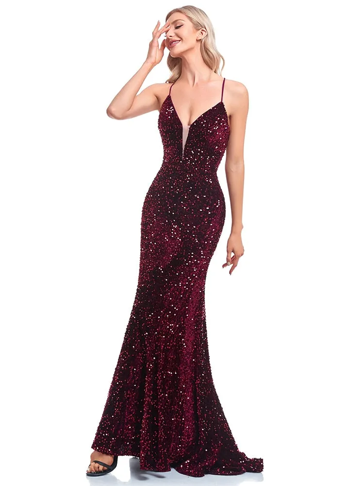 Fallen For You Deep V Neck Women's Party Dress
