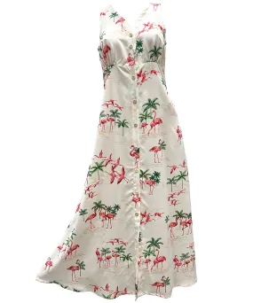 Flamingo Maxi Long Hawaiian Cocktail Dress