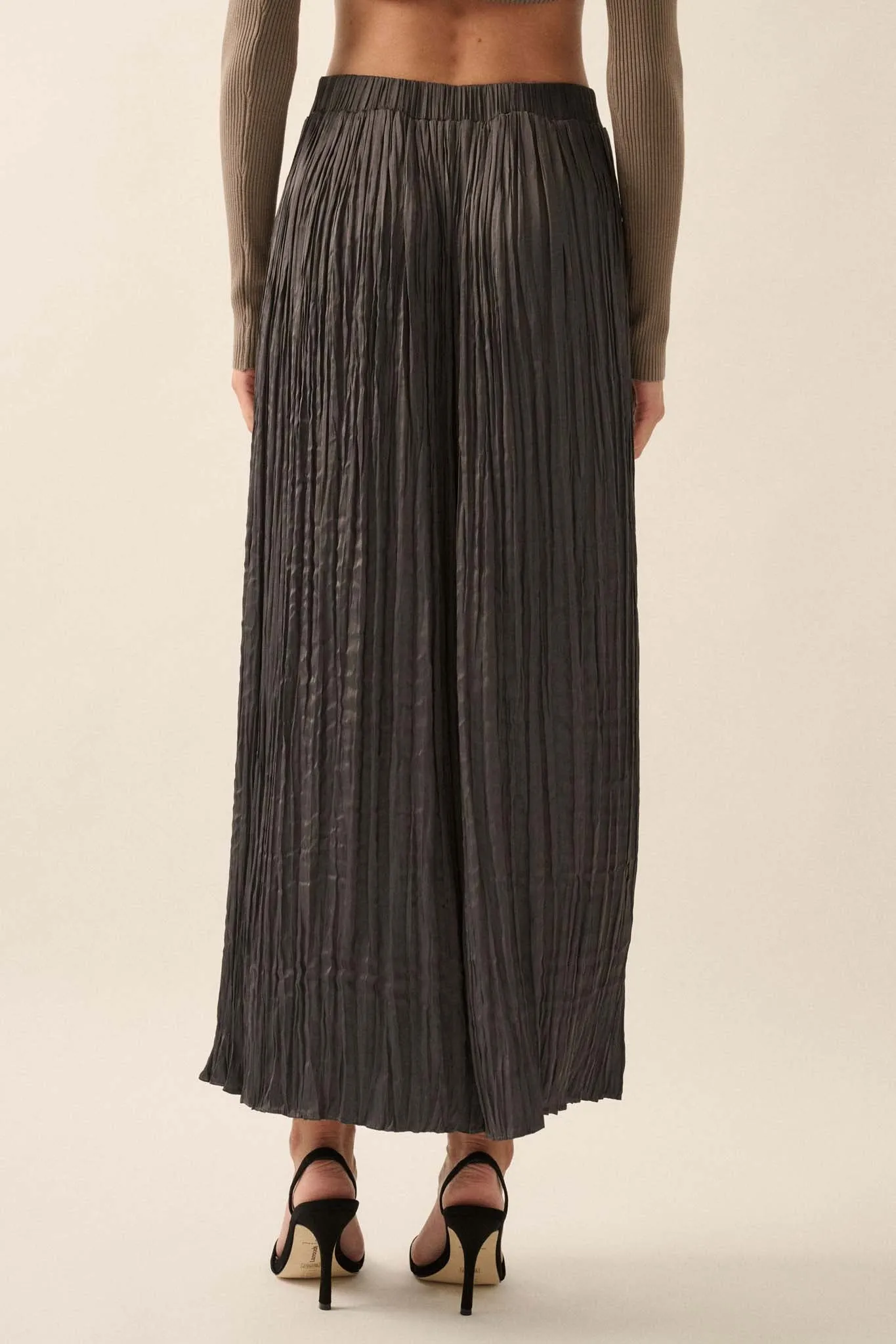 Luster for Life Pleated Textured Satin Maxi Skirt