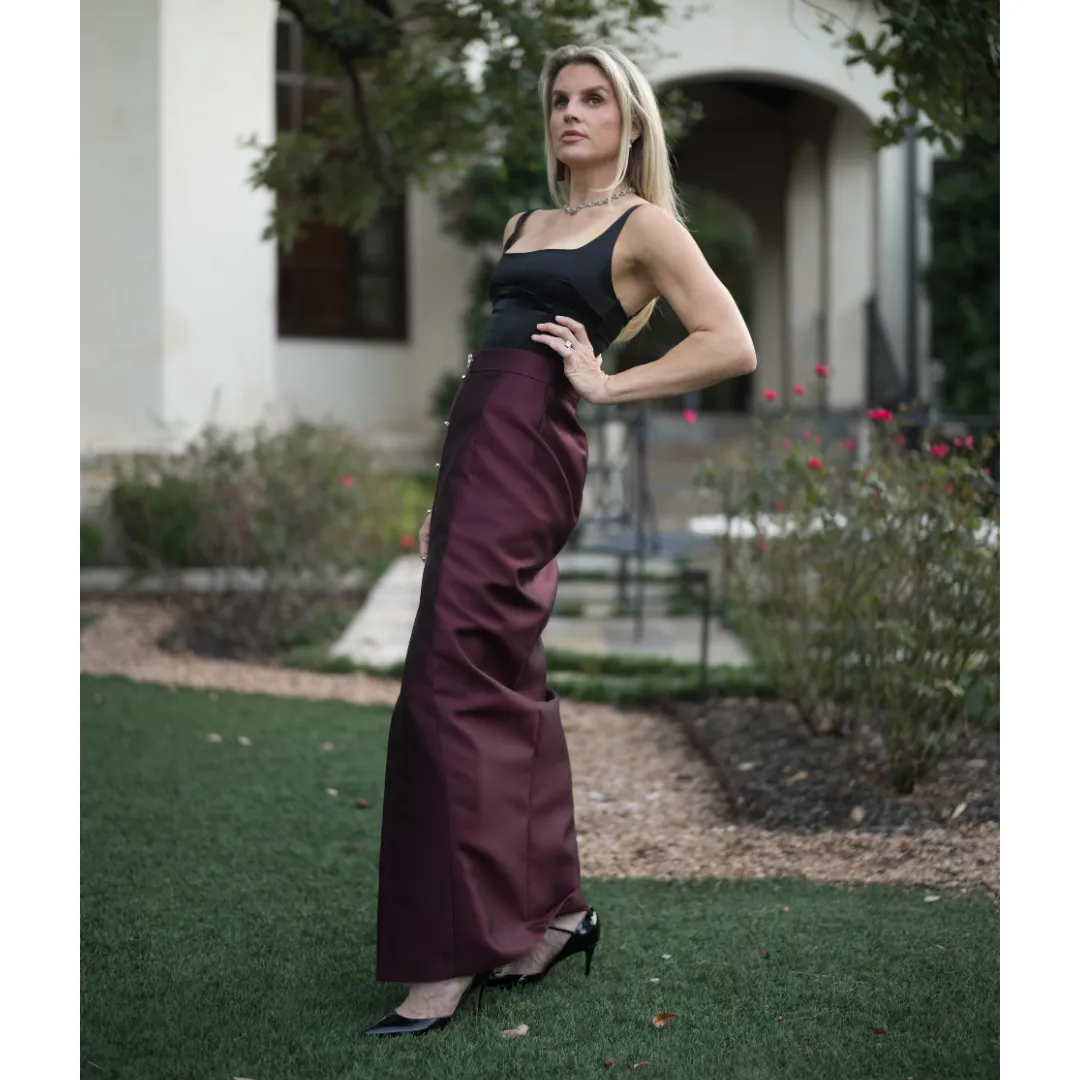 MASON by MASON'S DAUGHTER Leighton Skirt, Oxblood Silk Wool