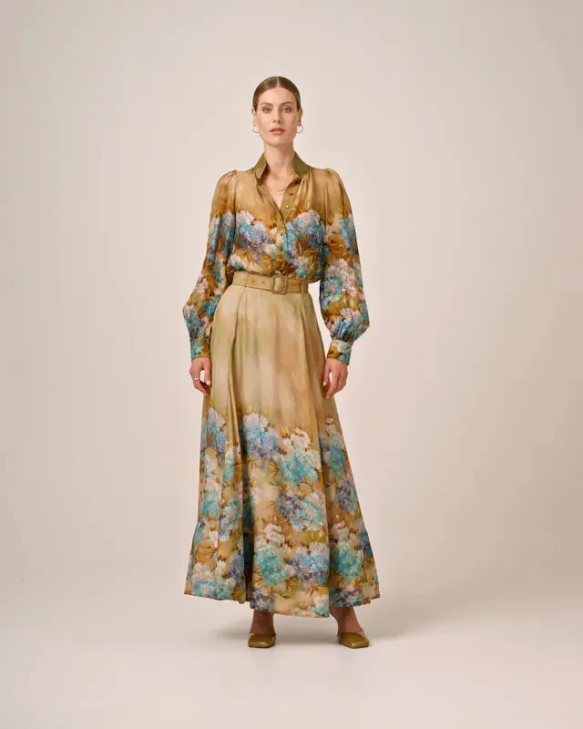Organza Maxi Skirt - Forest Flower