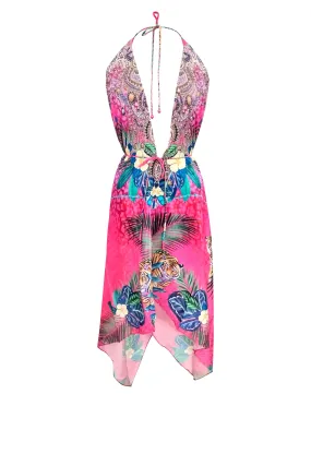 Printed Homecoming Dress in Pink