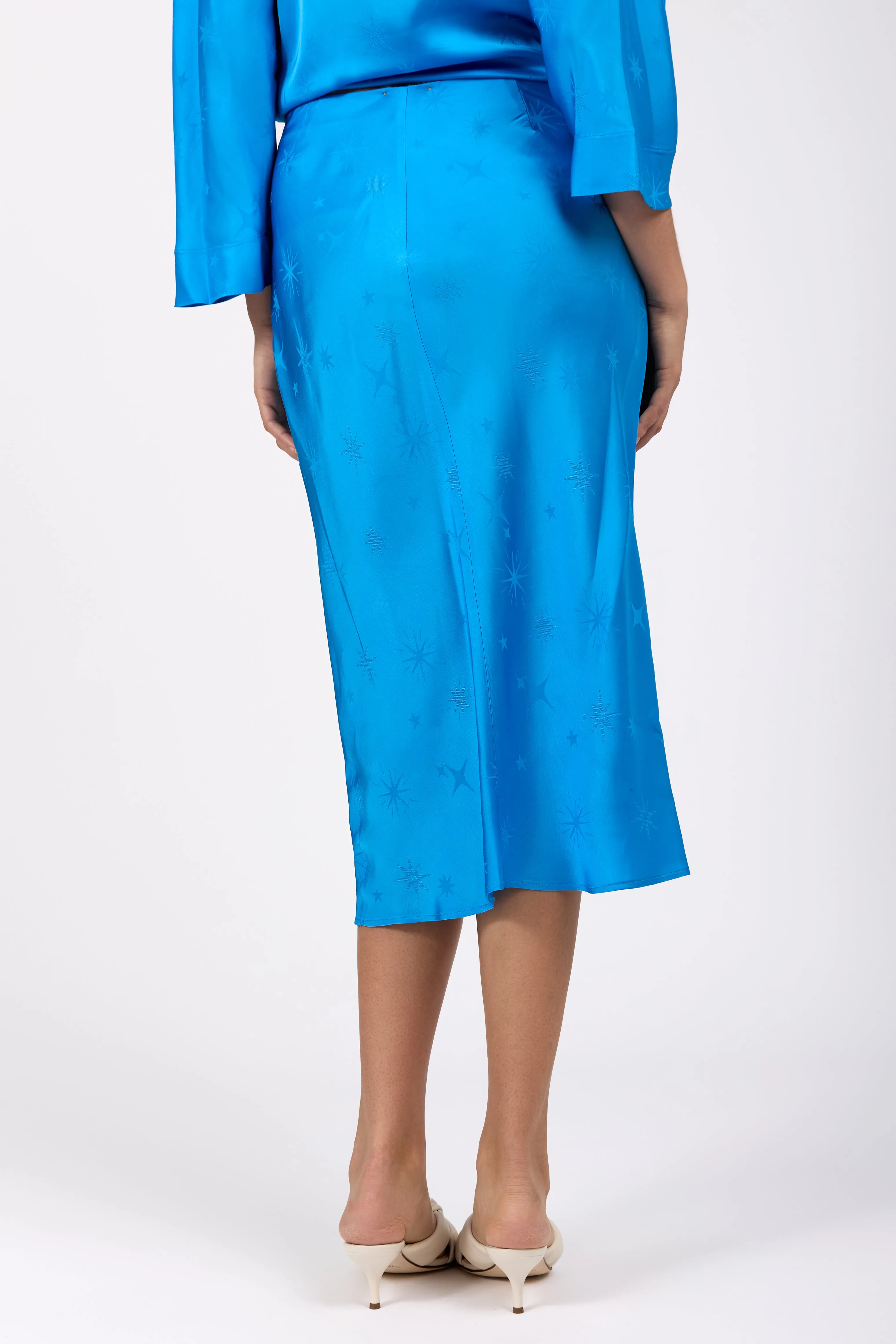 Étoile Jacquard Satin Skirt in Turquoise