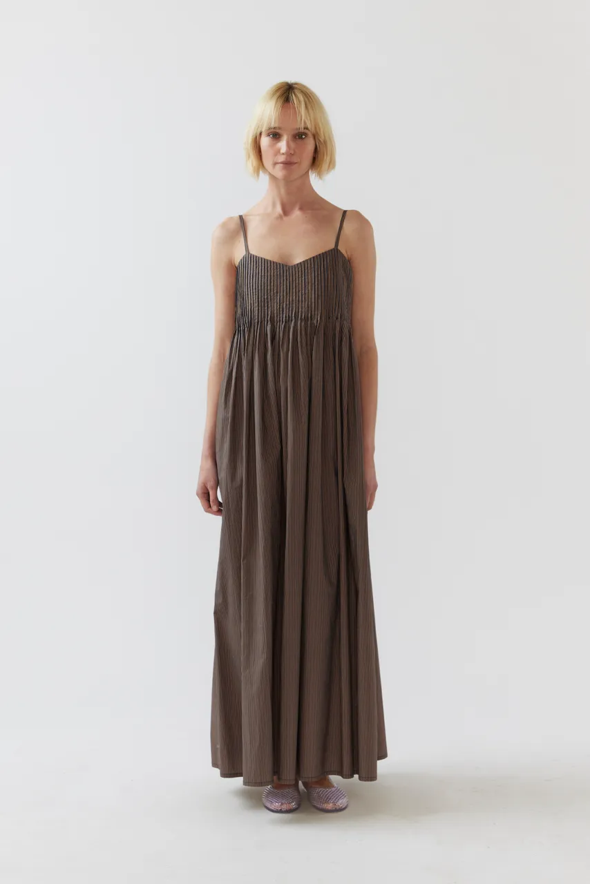 Viv Dress in Tan Stripe